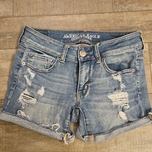 American Eagle Outfitters Distressed Blue Jean Shorts